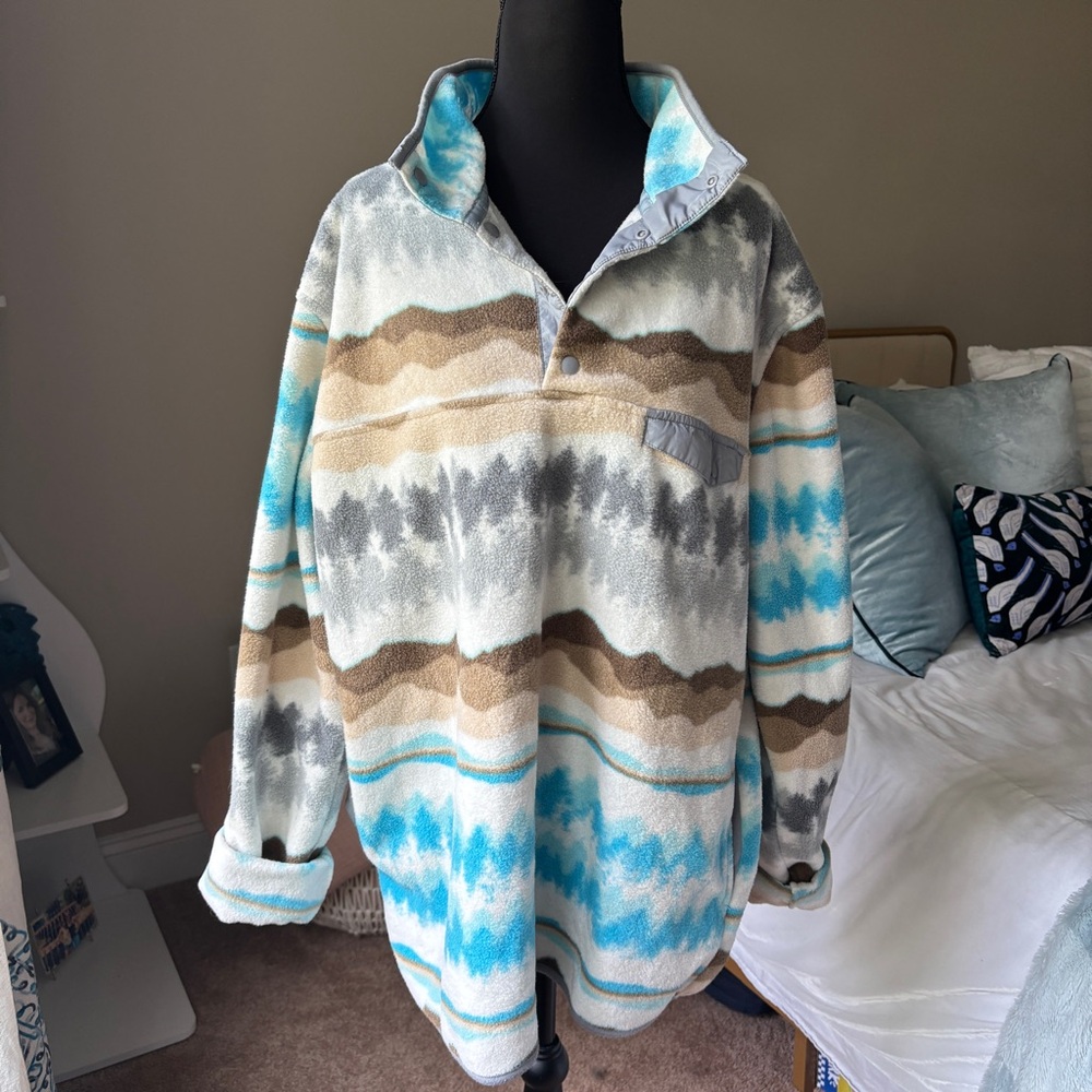 Men's Multicolor Fleece Pullover Jacket